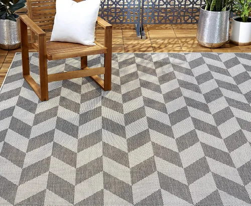 Vista 10 de Nicole Miller New York Patio Country Calla - Alfombra contemporánea de espiga para pasillo de interiores y exteriores, azul/gris, 1 pie y 9 pulgadas