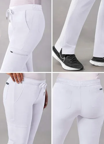 Vista 4 de Pantalones Adar Addition Scrubs, ropa quirúrgica, ajustados, con cordón, estilo cargo, para mujer