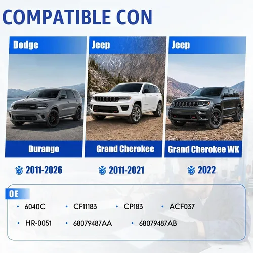 Vista 4 de 1 filtro de aire de cabina HEPA de repuesto 6040C compatible con Dodge Durango 2011-2026, Jeep Grand Cherokee 2011-2021, Jeep Grand Cherokee WK 2022
