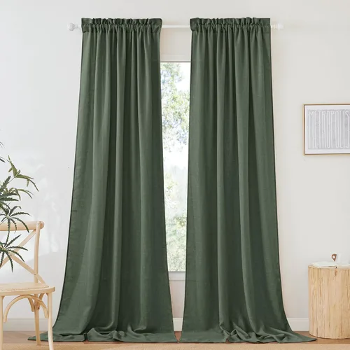 Vista 78 de RYB HOME - Cortinas de lino texturizado semitranslúcidas, privacidad media, filtro de luz, decoración de ventana para dormitorio/baño/sala de estar