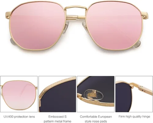 Vista 5 de SOJOS Gafas de sol cuadradas para hombres y mujeres, estilo clásico y retro