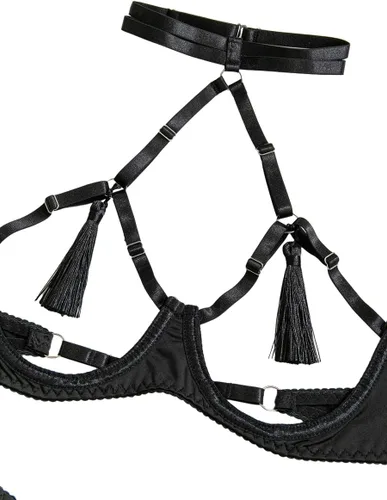 Vista 3 de Lilosy - Conjunto de lencería sexy y transparente para mujer, brasier transparente y braga, 2 piezas