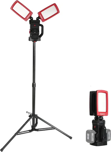 Vista 7 de Luz de trabajo LED inalámbrica de 12000LM, de doble cabezal de 85W con trípode, compatible con baterías Dewalt, Milwaukee, Makita de 18–21V, sin