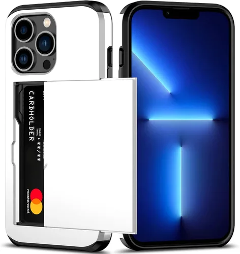 Vista 8 de Nvollnoe Funda para iPhone 13 con tarjetero [almacena 5 tarjetas] Funda tipo cartera de doble capa resistente a prueba de golpes con ranura oculta