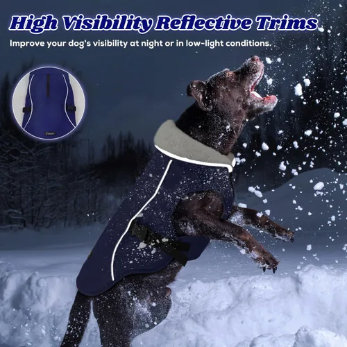 Vista 6 de EMUST Chaqueta de invierno para perro, ropa resistente al viento para el clima frío, abrigos reflectantes para perros, chaqueta cálida