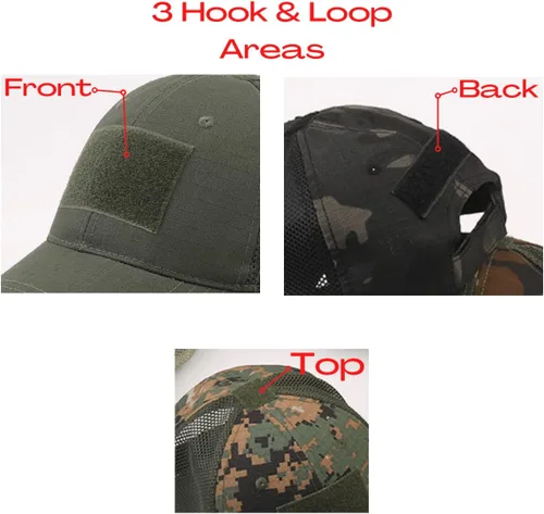 Vista 6 de JupiterGear Sombrero táctico de estilo militar con correa ajustable, transpirable y unisex