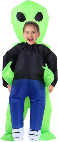 Vista 2 de YEAHBEER Disfraz inflable de jinete de alienígena para Halloween para adultos y niños, disfraz inflable de fiesta de cosplay