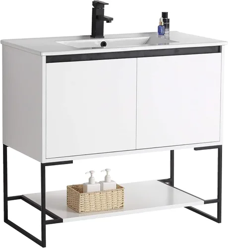 Vista 11 de Mueble de baño URBANIA VANITY con 2 puertas, estante y lavabo