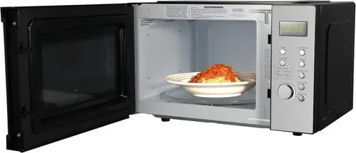 Vista 4 de Emerson MW9005SS Horno microondas compacto de encimera con control de botón, pantalla LED, 900W, 5 niveles de potencia, 6 menús automáticos, plato