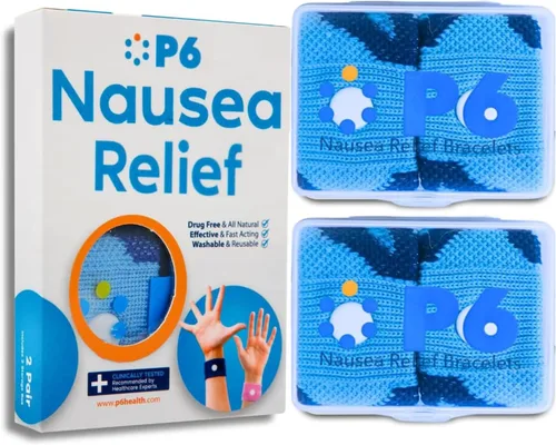 Vista 30 de P6 Bandas de mareo por movimiento para niños, pulseras para niños antináuseas, crucero por mar, viajes, enfermedades del automóvil, alivio natural