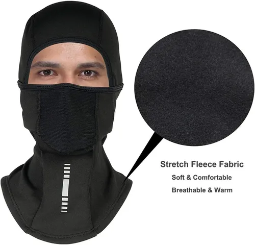 Vista 3 de Pasamontañas para invierno, forro polar, máscara térmica de esquí, resistente al viento, a prueba de polvo, transpirable, bandana para snowboard