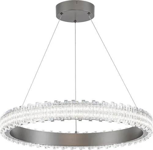 Vista 10 de Lámpara colgante LED moderna regulable de 23.6 pulgadas, color negro, 1 anillo circular, para sala de estar, comedor, cocina, oficina, vestíbulo