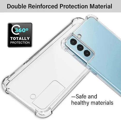 Vista 7 de Funda para Samsung S21 FE, Samsung Galaxy S21 FE y protector de pantalla, a prueba de golpes, transparente, delgada, suave, de silicona TPU
