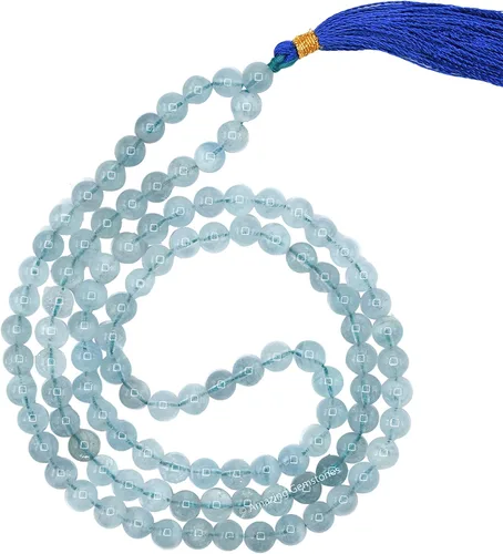 Vista 15 de Collar y Pulsera de Cuentas de Oración Japa Mala de Amazing Gemstone, 108 Cuentas para Meditación turquesa (African Turquoise)