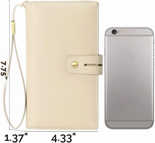 Vista 5 de SENDEFN Carteras de mujer de gran capacidad con bloqueo RFID, carteras de cuero, organizador de tarjetas de crédito con porta cheques, Compacto