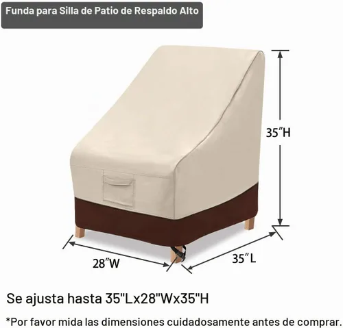 Vista 2 de Vailge Funda para Silla de Patio de Alto Respaldo, Fundas para Sillas de Exterior Impermeables, Funda para Silla de Comedor de 600D, Silla de Césped