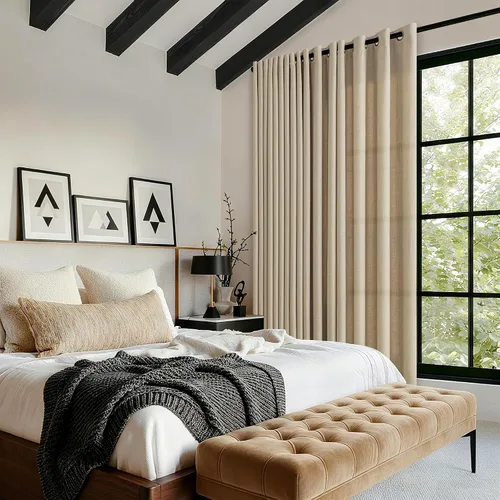 Vista 9 de Cortinas de avena con ojales DUKIYO de 96 pulgadas de largo para sala de estar, comedor, juego de 2 paneles, cortinas de arena y beige