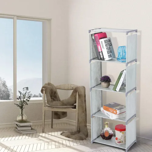 Vista 5 de JUOPZKENN Estanterías, estantería abierta, organizador de almacenamiento, estante de plástico para libros, estantería portátil vertical