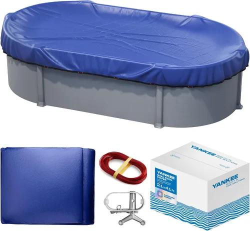 Vista 12 de Yankee - Cubierta para piscina ovalada de 12 x 18 pies para piscinas sobre el suelo