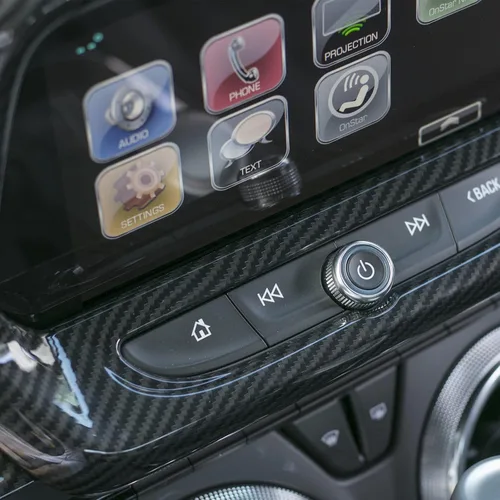 Vista 5 de RT-TCZ Cubierta de marco de panel de pantalla grande para GPS de navegación, accesorios interiores de fibra de carbono para Chevrolet Camaro 2017