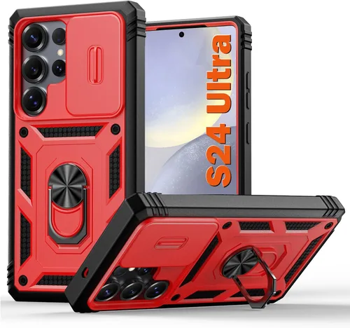 Vista 137 de PASNEW Funda militar para iPhone 13 Pro Max, cubierta de cámara deslizante y soporte de anillo de metal de 360°, carcasa rígida multicapa resistente