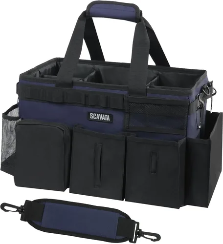 Vista 10 de SCAVATA Bolsa de aseo portátil, organizador de suministros con asa y correas para el hombro para amas de casa, organizador de herramientas