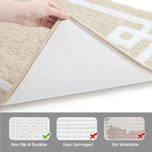 Vista 6 de HOMEIDEAS Alfombra de baño, suave y absorbente de agua, alfombra de microfibra de felpa esponjosa antideslizante para bañera y ducha