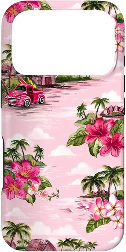 Vista 29 de Funda para iPhone 11 Tropical Hibiscus Island Palm Tree Rockabilly Surfer Beach