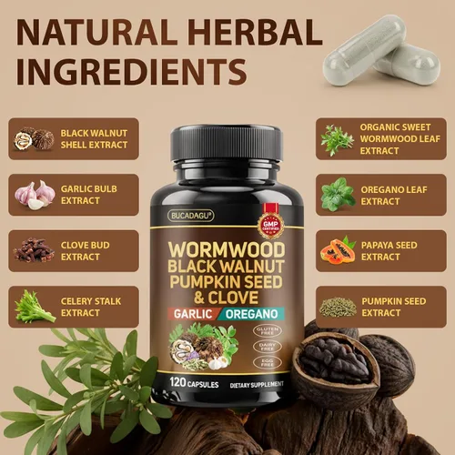 Vista 3 de Ajenjo negro nuez clavo de clavo para humanos – Limpieza intestinal natural y salud digestiva con semillas de calabaza, ajo, orégano, neem, papaya