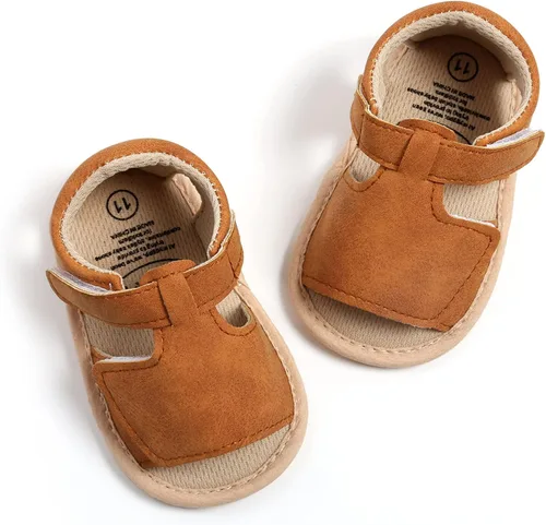 Vista 5 de WILLFUN Sandalias de verano para bebés niños y niñas, puntera cerrada, suela de goma suave, zapatos para exteriores para niños pequeños que caminan