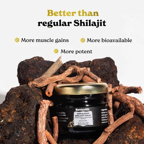 Vista 11 de Better Alt Shilajit puro del Himalaya Gold+(30gm) Mejora la recuperación y aumenta la fuerza Mezcla obtenida a 4,800 m con Ashwagandha, Safed Musli