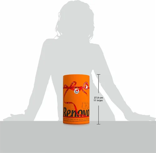 Vista 4 de Renova Toalla de papel naranja Jumbo Rollo de 2 capas 120 hojas altamente absorbentes