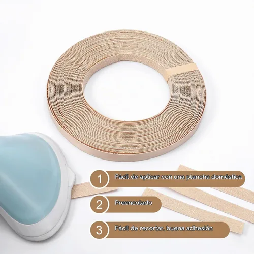 Vista 4 de Bandas de borde de abedul de 1/2 pulgada x 50 pies para planchar en bordes de chapa de madera, banda de borde de chapa de abedul para planchar