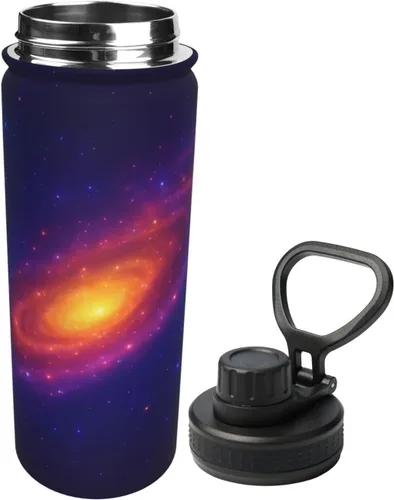 Vista 2 de Bright Star Printed Insulated Water Bottle, 18oz Stainless Steel Funny Travel Mug, Leakproof Hot & Cold for Sports, Gym, Hiking