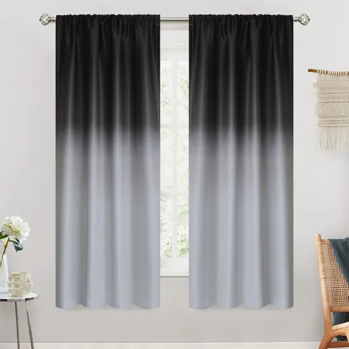 Vista 60 de SimpleHome Cortinas Pequeñas Negras Impermeables con Bolsillo para Barra Suave para Cocina, Cortinas Impermeables con Bolsillo para Barra