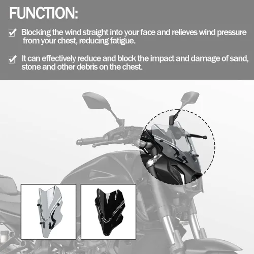 Vista 2 de Parabrisas de motocicleta Pare-Brise Protector con soporte carenado delantero para MT07 FZ07 MT FZ 07 MT-07 MT-07 FZ-07 FZ-07 Accesorios 2021 2022