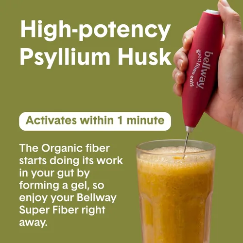 Vista 8 de Bellway Polvo súper fibra + fruta, sin azúcar, suplemento de fibra en polvo de cáscara de psyllium orgánico para regularidad, alivio de la hinchazón
