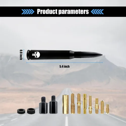 Vista 2 de ZKFAR 1 antena de bala de 5.4 pulgadas, antena de reacondicionamiento de automóvil para Ford F150, Jeep Wrangler Chevrolet, accesorios resistentes