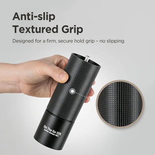 Vista 7 de Molinillo de café manual, rebaba cónica de acero inoxidable con ajuste ajustable, doble rodamiento, capacidad máxima de 0.88 onzas, molinillo