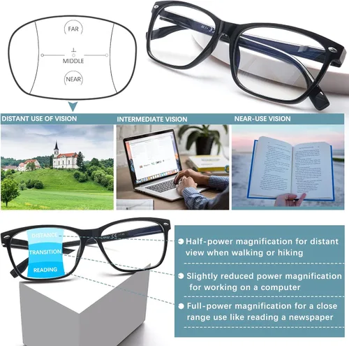 Vista 4 de Lentes progresivos de lectura con multienfoque para mujeres, bloqueo de luz azul, lectores de computadora para damas con bisagra de resorte.