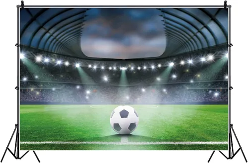 Vista 5 de Yeele Fondo de campo de fútbol de 5 x 3 pies, proyector de fondo de competición deportiva para fotografía de recién nacidos, niños, fiesta