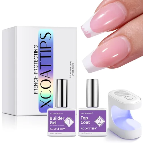 Vista 21 de BTArtboxnails XCOATTIPS White French Tip Press On Nails, XXS Squoval, Pink Lamp-Curable, 4-Week Wear, Natural Nail Look, Salon Quality Value at