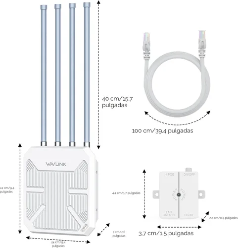 Vista 8 de WAVLINK AX3000 Extensor WiFi 6 para exteriores de largo alcance, punto de acceso inalámbrico para exteriores, PoE activo, antenas 4x8dBi, funciona