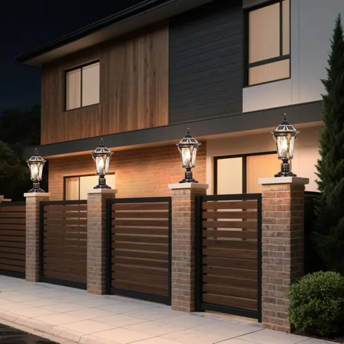 Vista 8 de Luces solares para postes de 15.75 pulgadas para exteriores, modernas lámparas de pilar de columna, farol LED de poste alimentado por energía solar
