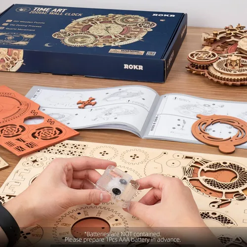 Vista 5 de ROKR - Rompecabezas de madera 3D para adultos - Kit de rompecabezas de reloj de madera - Kits de modelo de madera para construir para adultos