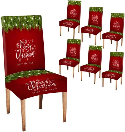 Vista 12 de CAPSCEOLL Christmas Dining Chair Covers,Snowflakes Festive Winter Pattern Stretch Chair Covers for Dining Room Set of 2 Washable Spandex Parson