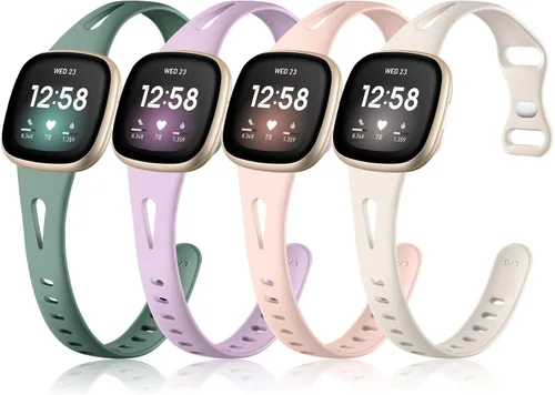Vista 12 de Ouwegaga Compatible with Fitbit Versa 4 Bands for Woman/Sense 2/Sense/Versa 3 Bands for Men,Soft Silicone Slim Sport Strap Compatible with Fitbit