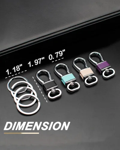 Vista 6 de FEYOUN Paquete de 4 mosquetones de metal con gancho para llaves, 4 llaveros de automóvil, clips para llavero de automóvil, organizador de anillos
