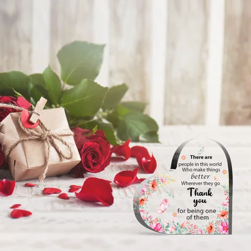 Vista 4 de Regalos de Apreciación para Mujeres, Recuerdo de Corazón de Acrílico, Regalos Inspiracionales para Jefa de Colega, Regalos de Despedida de Oficina
