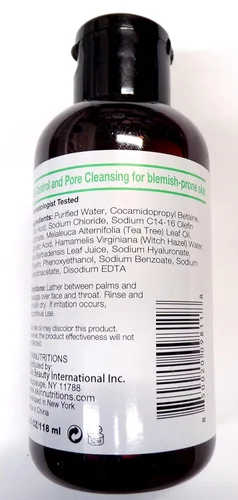 Vista 2 de Skin Nutrition Botanical s - Aceite de árbol de té + lavado facial equilibrante de ácido salicílico, 4 onzas (4.0 fl oz), 4 onzas (paquete de 1)